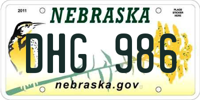 NE license plate DHG986