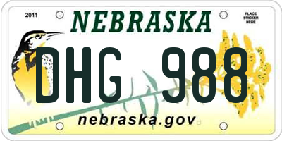NE license plate DHG988