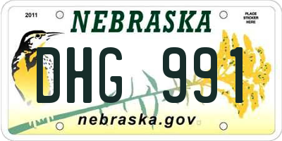 NE license plate DHG991