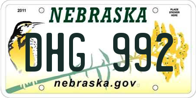NE license plate DHG992