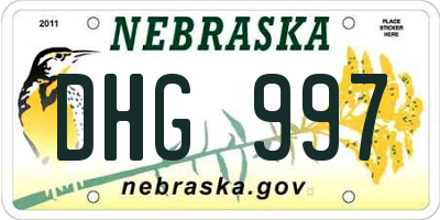 NE license plate DHG997
