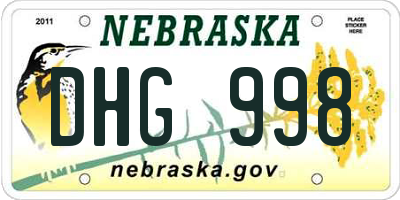 NE license plate DHG998