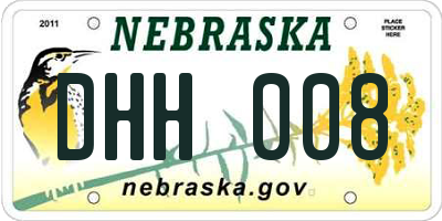 NE license plate DHH008