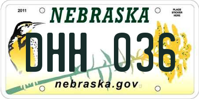 NE license plate DHH036