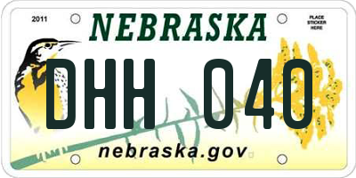 NE license plate DHH040