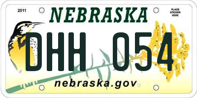 NE license plate DHH054
