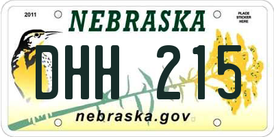 NE license plate DHH215