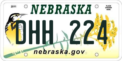 NE license plate DHH224