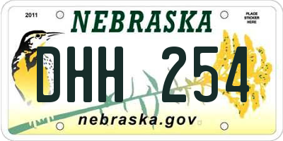 NE license plate DHH254
