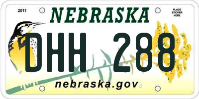 NE license plate DHH288