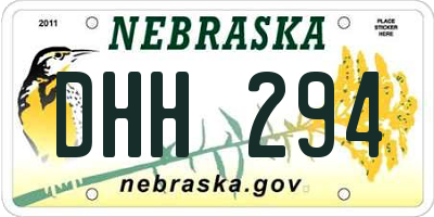NE license plate DHH294