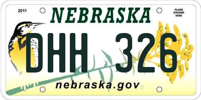 NE license plate DHH326