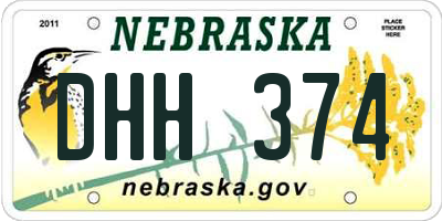 NE license plate DHH374