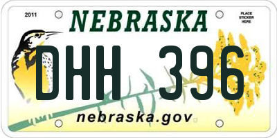 NE license plate DHH396