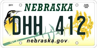 NE license plate DHH412