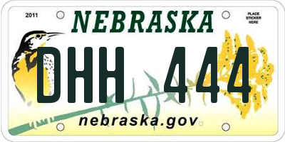NE license plate DHH444