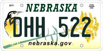 NE license plate DHH522