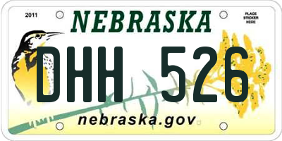 NE license plate DHH526