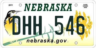 NE license plate DHH546
