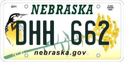 NE license plate DHH662