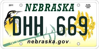 NE license plate DHH669