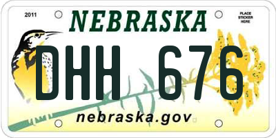 NE license plate DHH676