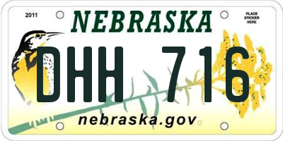 NE license plate DHH716