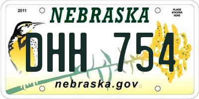 NE license plate DHH754