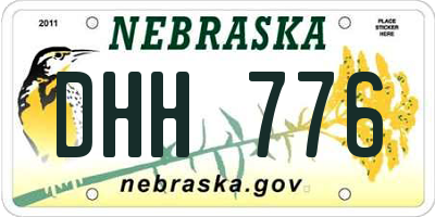 NE license plate DHH776