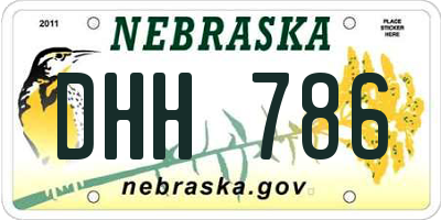 NE license plate DHH786