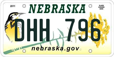 NE license plate DHH796