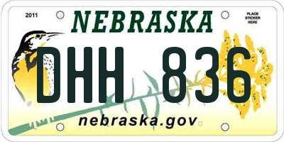 NE license plate DHH836