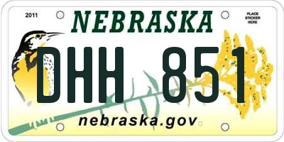 NE license plate DHH851