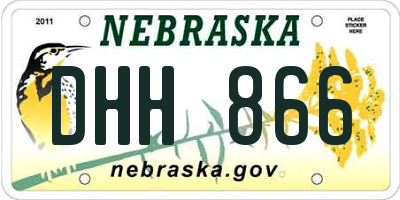 NE license plate DHH866