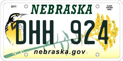 NE license plate DHH924