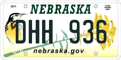 NE license plate DHH936