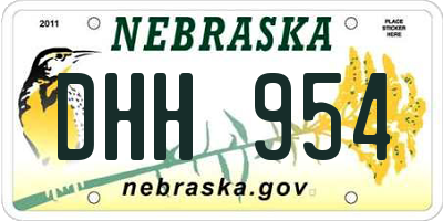 NE license plate DHH954