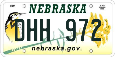 NE license plate DHH972
