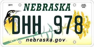 NE license plate DHH978