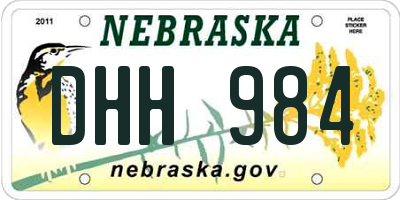 NE license plate DHH984