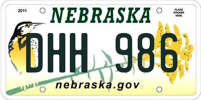 NE license plate DHH986