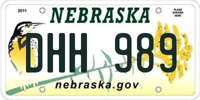 NE license plate DHH989