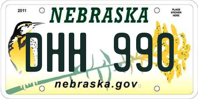 NE license plate DHH990