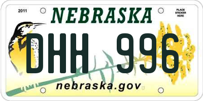 NE license plate DHH996