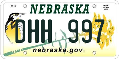 NE license plate DHH997