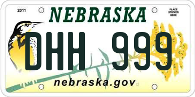 NE license plate DHH999