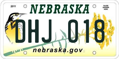 NE license plate DHJ018