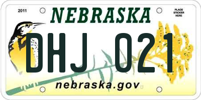 NE license plate DHJ021