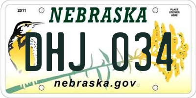 NE license plate DHJ034