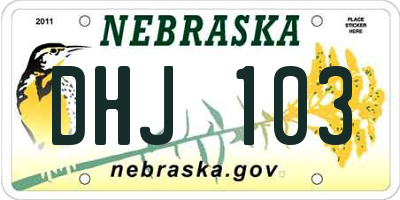 NE license plate DHJ103